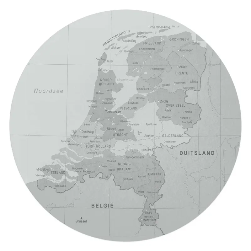 Glasschilderij Kaart van Nederland 70 Rond