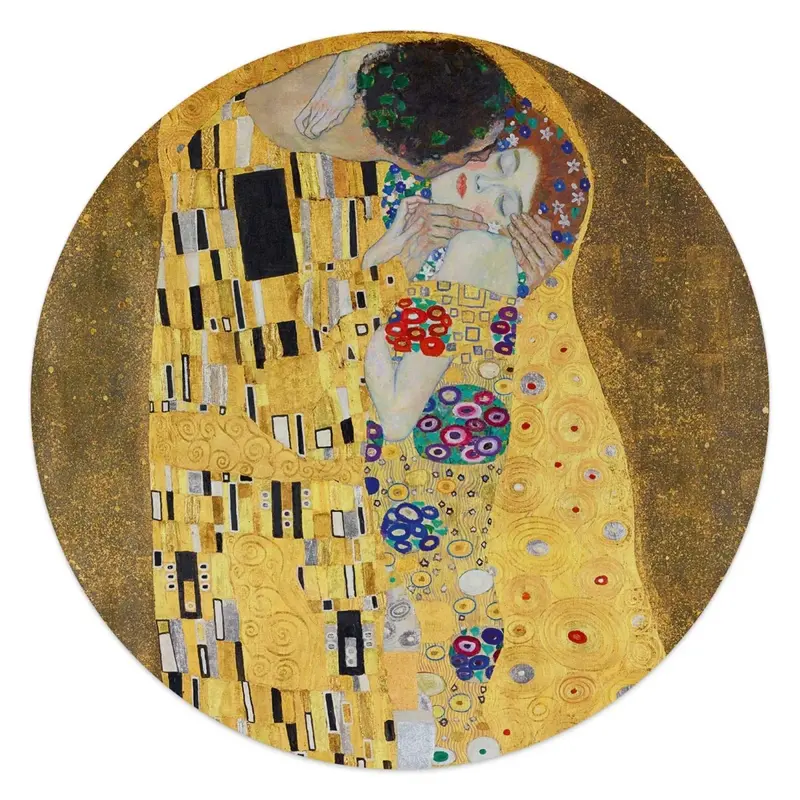Glasschilderij Klimt De Kus 50 Rond