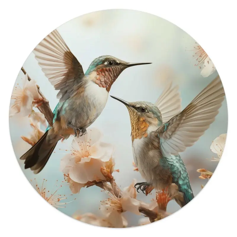 Glasschilderij Kolibri in de lente 50 Rond