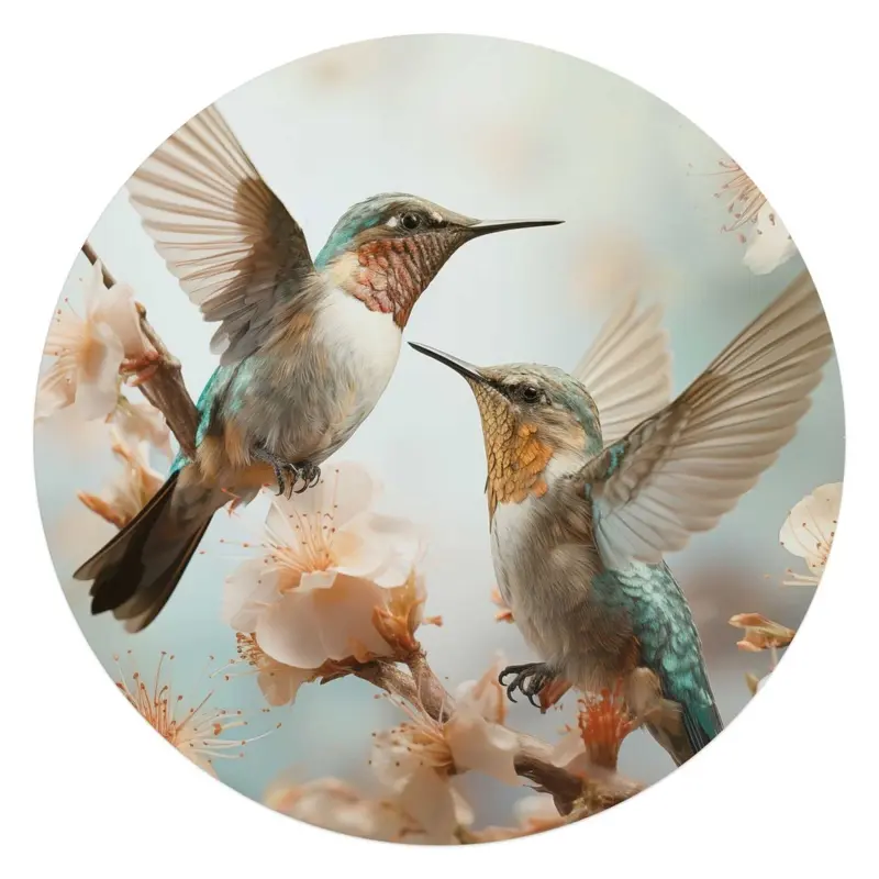 Glasschilderij Kolibri in de lente 70 Rond