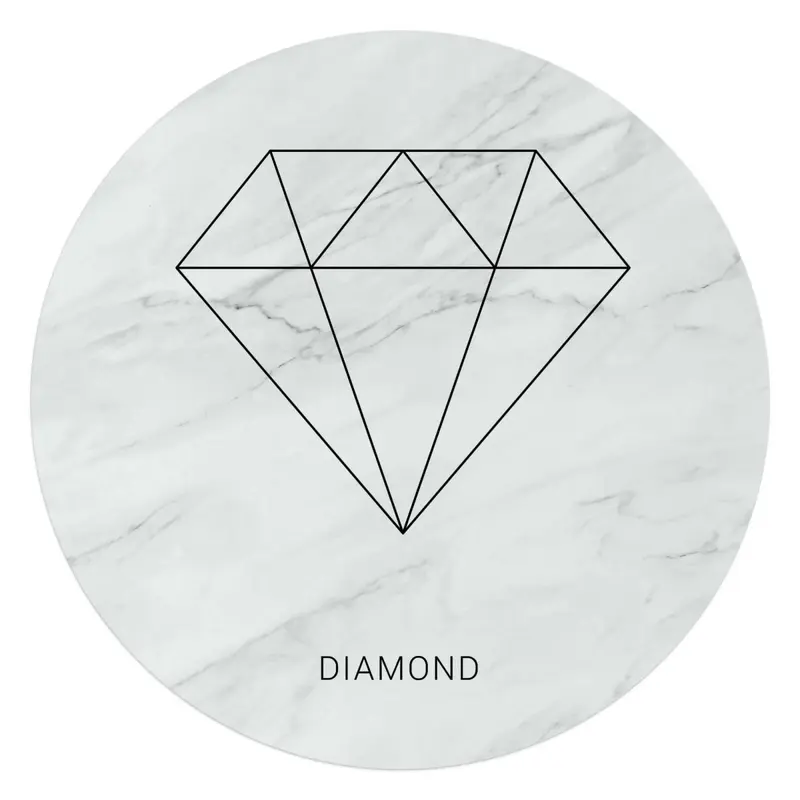 Glasschilderij Kubistische diamant 70 Rond