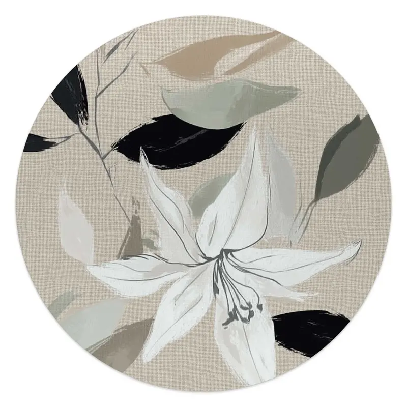 Glasschilderij Linen bloemen I 50 Rond