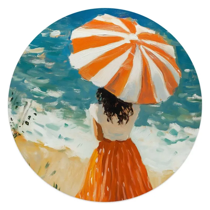 Glasschilderij Meisje met parasol 50 Rond
