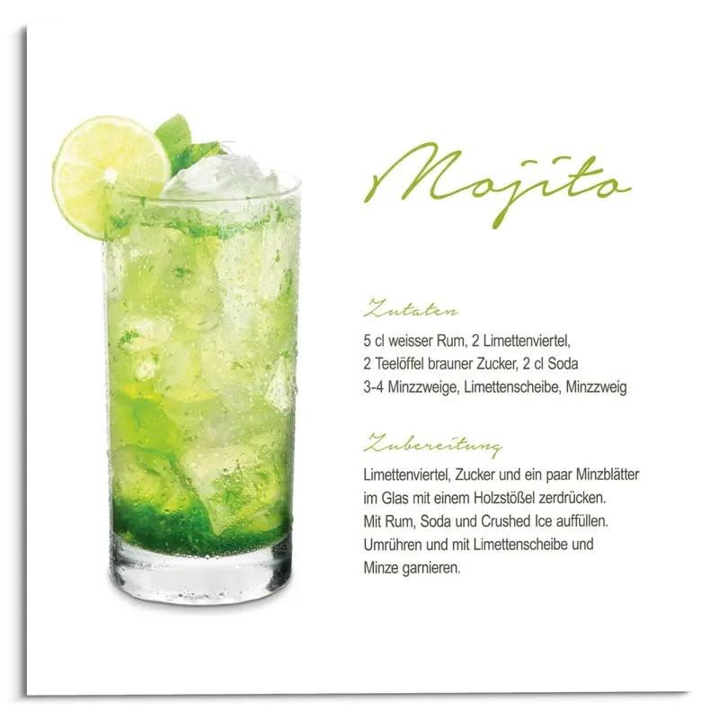 Glasschilderij Mojito 30x30