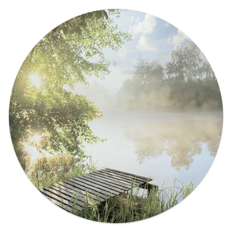 Glasschilderij Ochtend aan het water 50 Rond