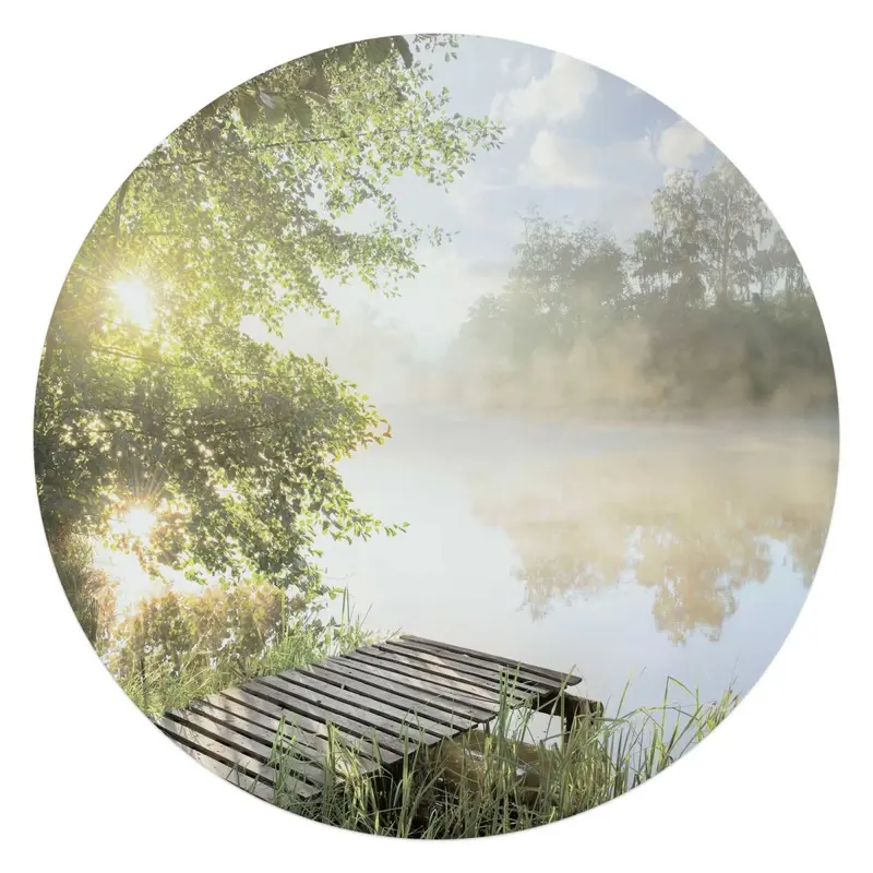 Glasschilderij Ochtend aan het water 70 Rond