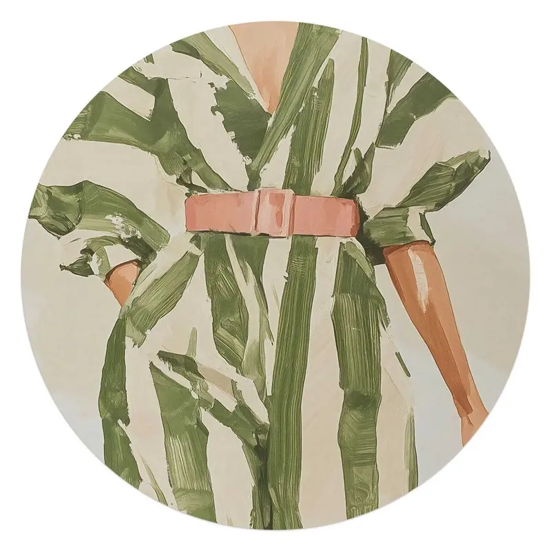 Glasschilderij Outfit groene strepen 70 Rond