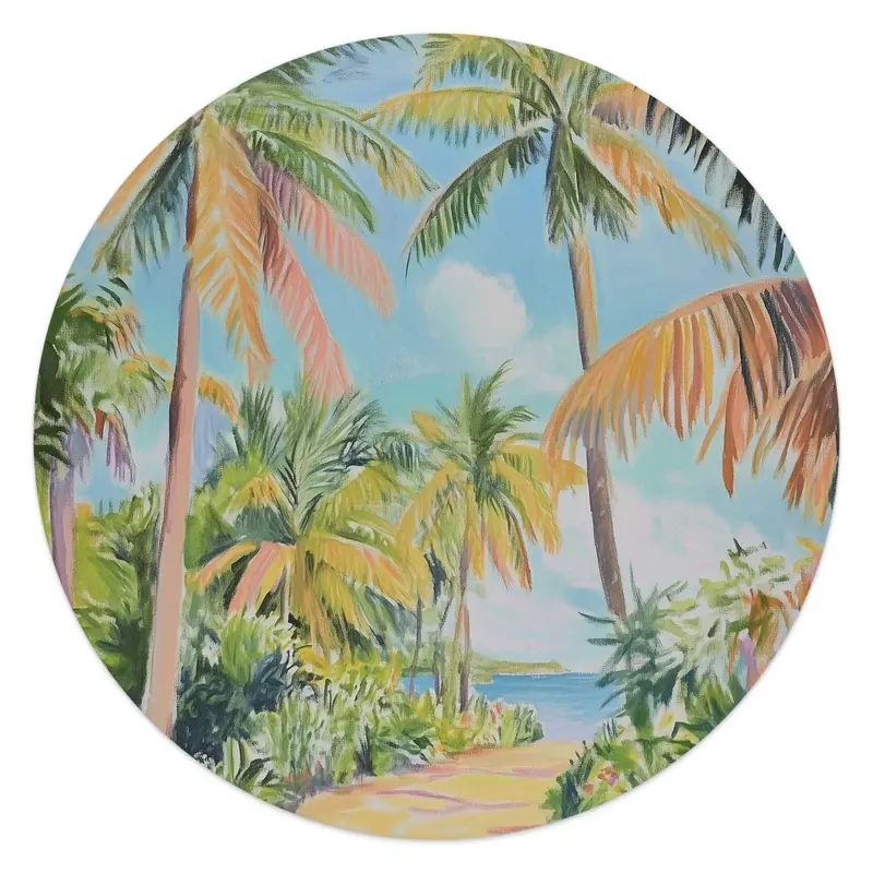 Glasschilderij Pad tussen de palmbomen 50 Rond