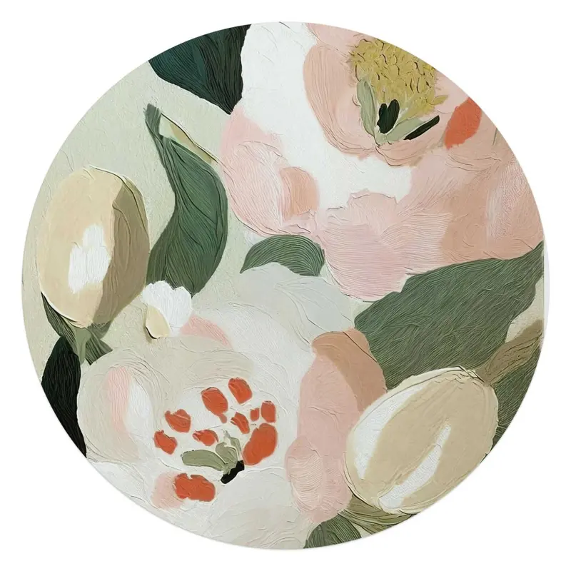 Glasschilderij Pastel bloemen 70 Rond