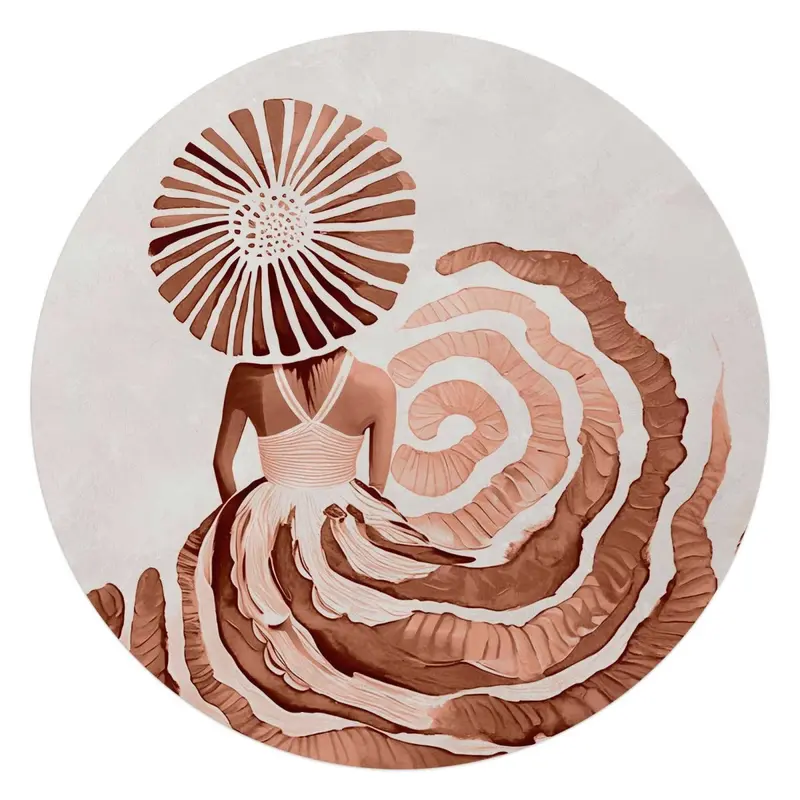Glasschilderij Ronde jurk terracotta 70 Rond