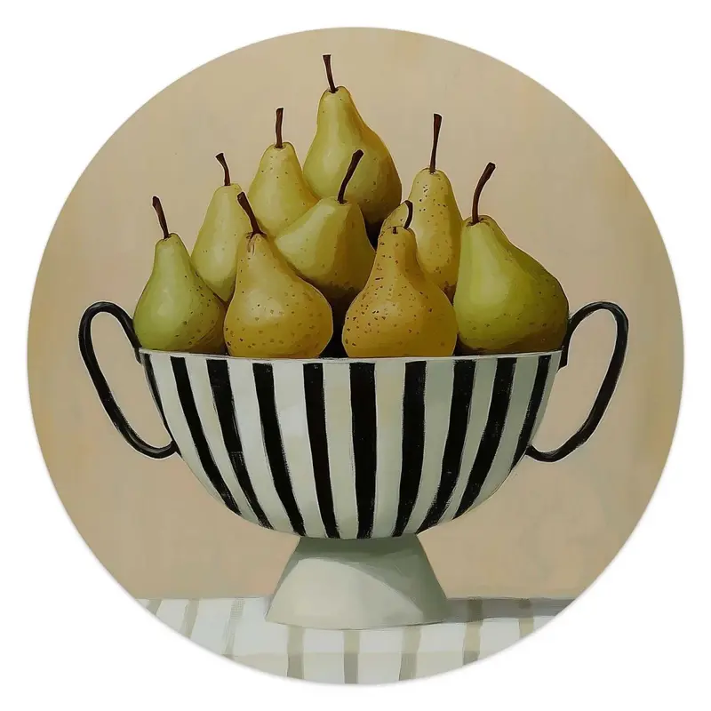 Glasschilderij Schaal met peren 50 Rond