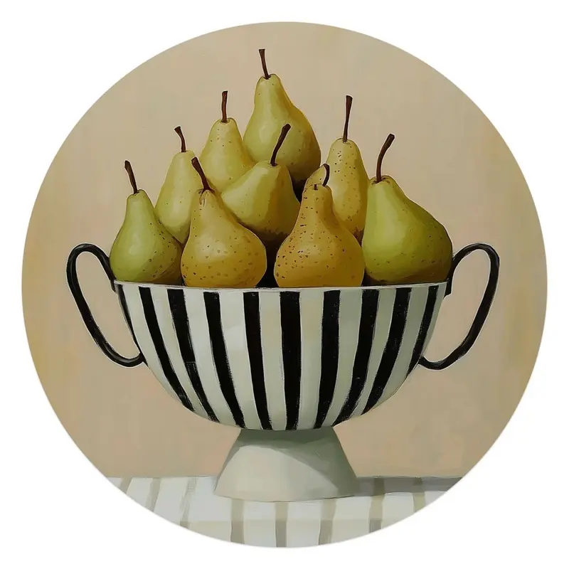Glasschilderij Schaal met peren 70 Rond