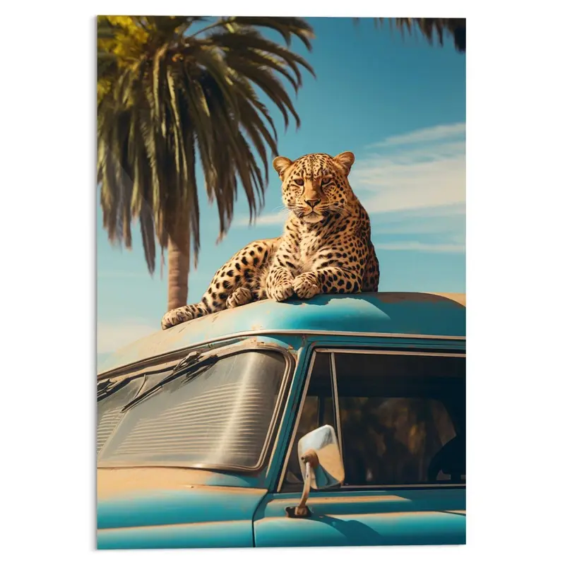 Glasschilderij Tiger Rooftop 100x70