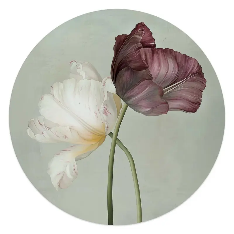 Glasschilderij Tulpen 50 Rond