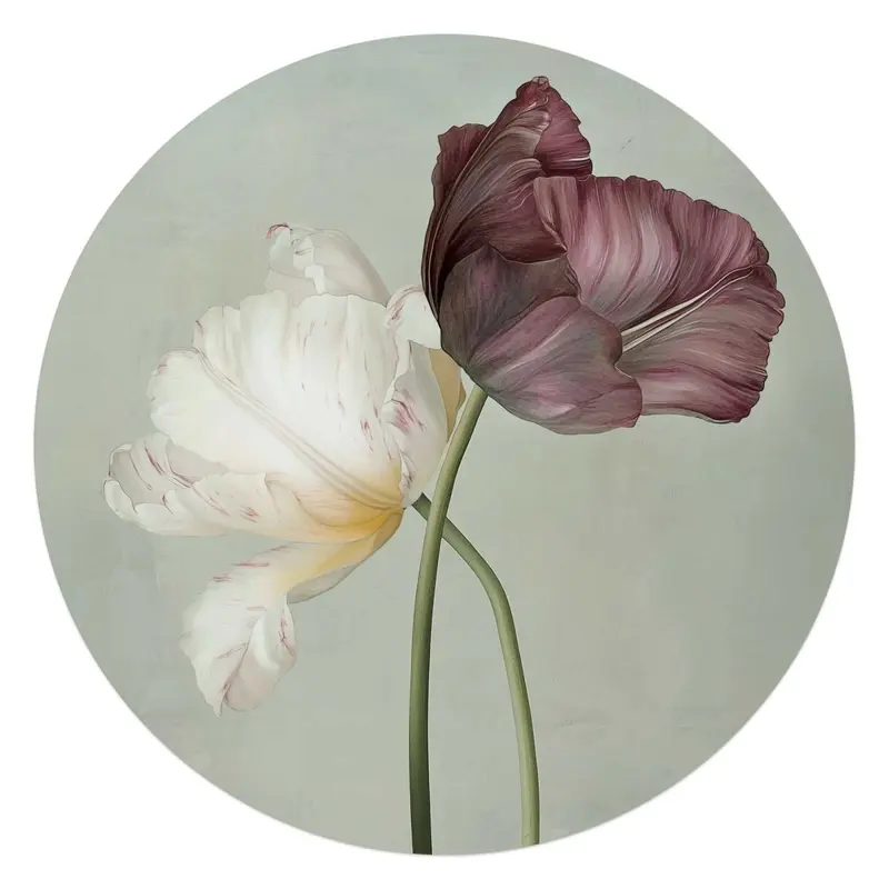 Glasschilderij Tulpen 70 Rond