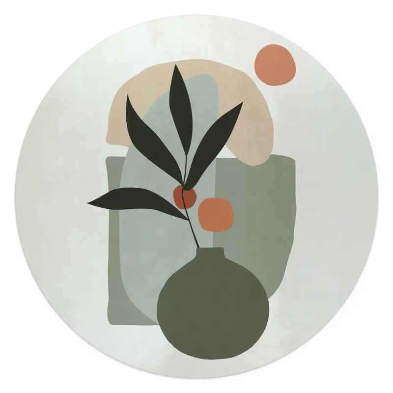 Glasschilderij Vaas met bloemen 50 Rond