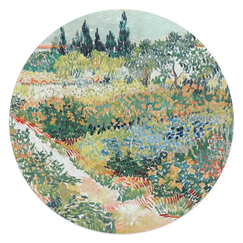 Glasschilderij Van Gogh - Tuin in Arles 50 Rond
