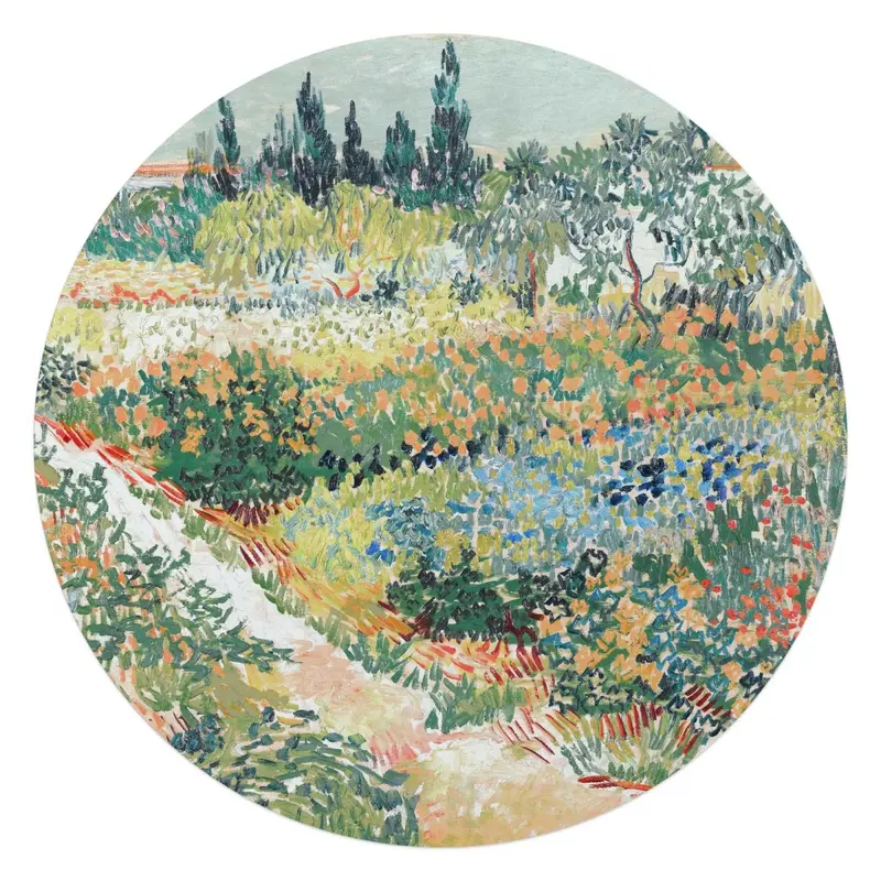 Glasschilderij Van Gogh - Tuin in Arles 70 Rond