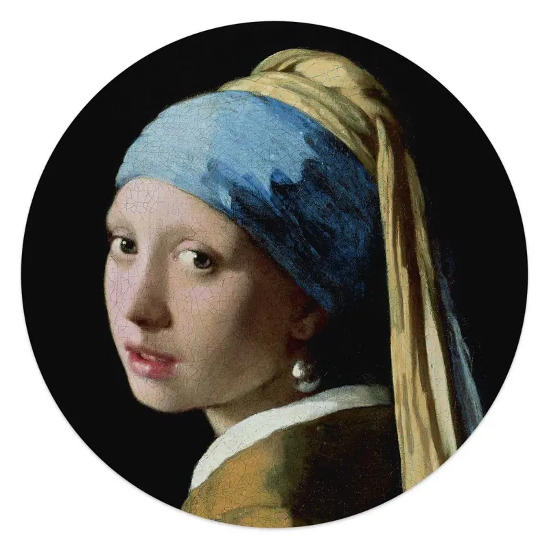 Glasschilderij Vermeer - Meisje met de Parel 50 Rond