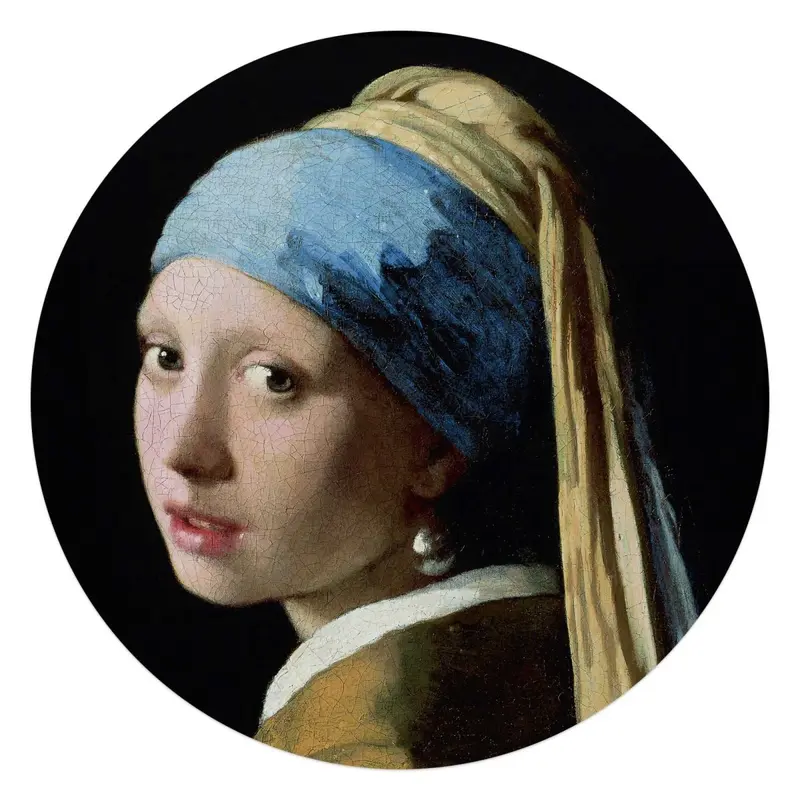 Glasschilderij Vermeer Meisje met de parel 70 Rond