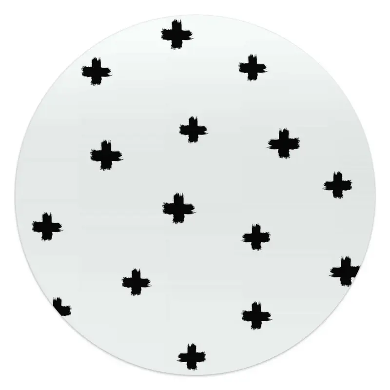 Glasschilderij Zwarte kruisjes 50 Rond