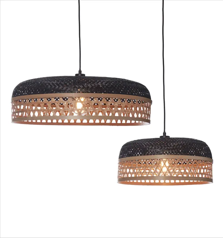 Good&Mojo Hanglamp Ubud enkel bamboe dia.60+40cm. zw/nat.