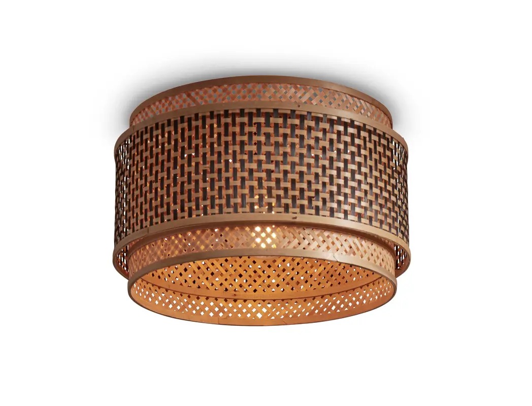 Good&Mojo Plafonniere Bhutan bamboe/kap rond dia.40xh.25cm zw/nat.. L