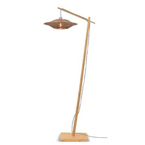 Good&Mojo Vloerlamp Bali bamboe nat. h.176cm/kap dia.44x12cm naturel/zwart M