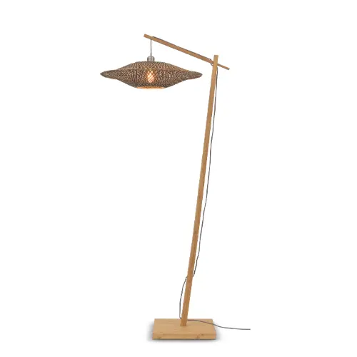 Good&Mojo Vloerlamp Bali bamboe nat. h.176cm/kap dia.60x15cm naturel/zwart M
