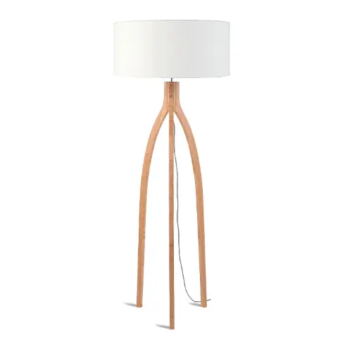 Good&Mojo Vloerlamp bamboe Annapurna 6030, linnen wit