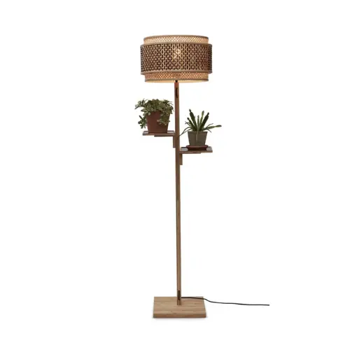 Good&Mojo Vloerlamp Bhutan/plank bamboe h.160cm/kap 40x25cm zw/nat.. nat.