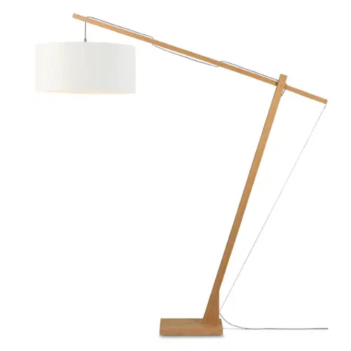 Good&Mojo Vloerlamp Montblanc bamboe h.207/kap 60x30cm eco linnen, wit