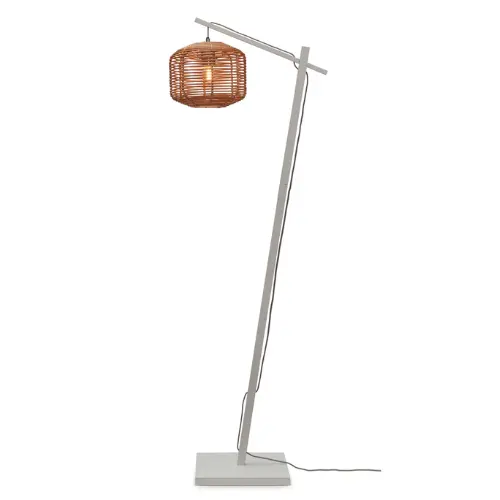 Good&Mojo Vloerlamp Tanami S bamboe wit h.150cm/kap dia.25xh.20cm rotan. nat.
