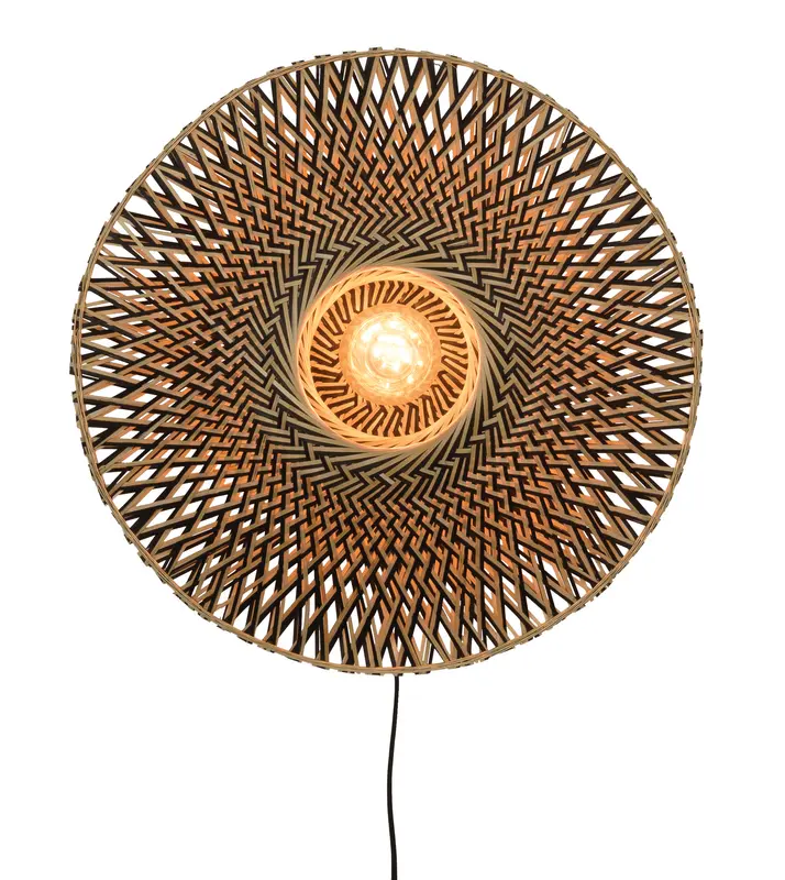Good&Mojo Wandlamp Bali bamboe dia.60x15cm zwart/naturel, M