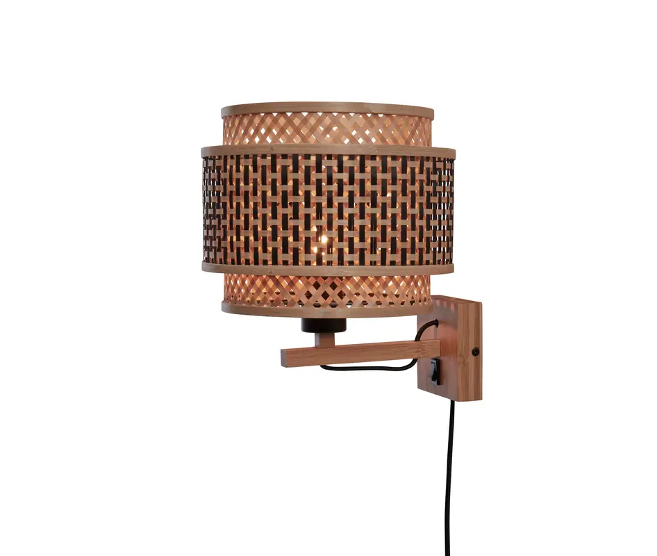Good&Mojo Wandlamp Bhutan bamboe nat./kap dia.25xh.20cm zw/naturel