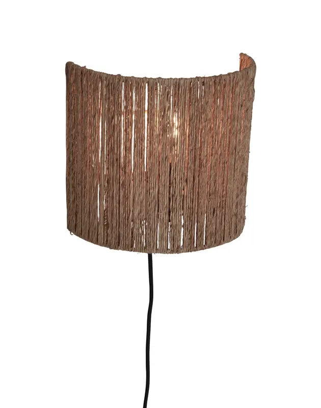 Good&Mojo Wandlamp Iguazu jute/halfrond h.22x25cm naturel. S