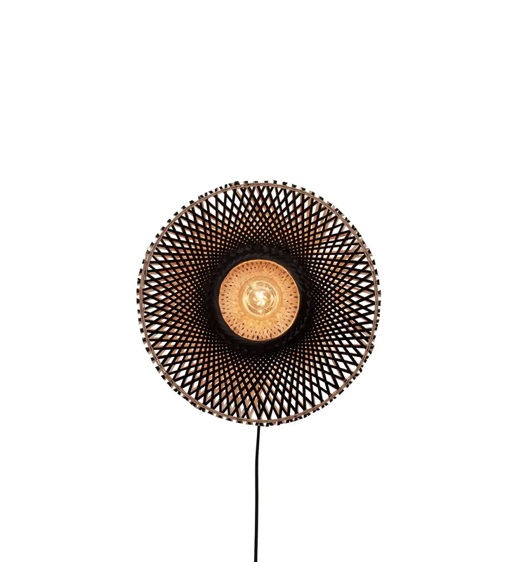 Good&Mojo Wandlamp Kalimantan bamboe dia.44x12cm naturel/zwart. S
