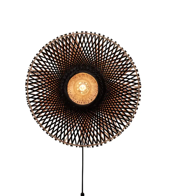 Good&Mojo Wandlamp Kalimantan bamboe dia.60x15cm naturel/zwart. M