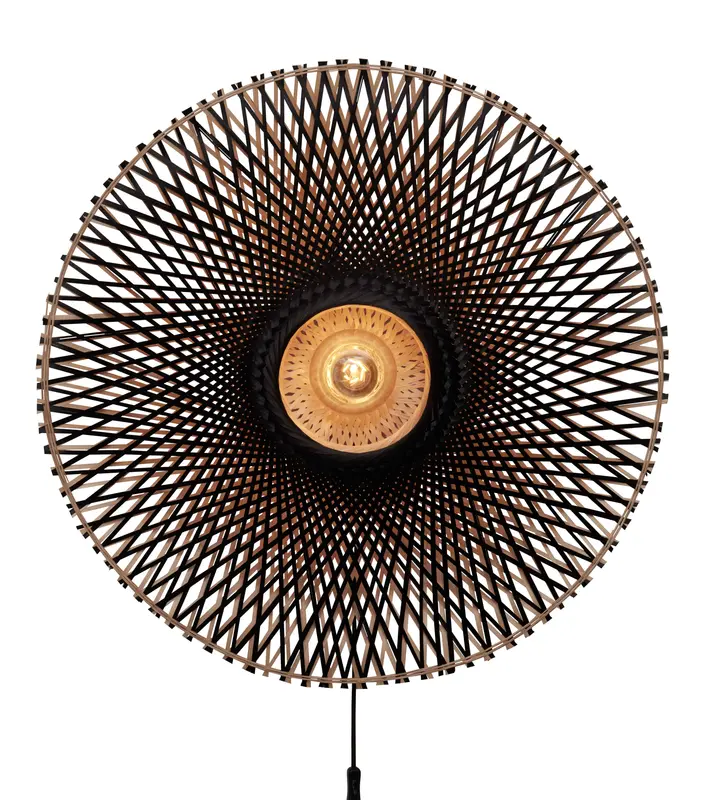Good&Mojo Wandlamp Kalimantan bamboe dia.87x20cm naturel/zwart. L