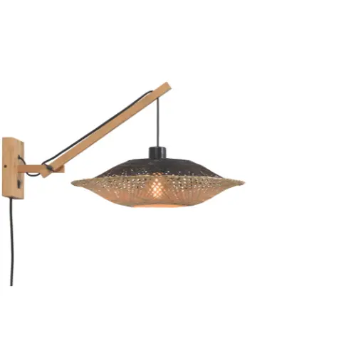 Good&Mojo Wandlamp Kalimantan bamboe nat./kap 44x12cm zw./nat. S