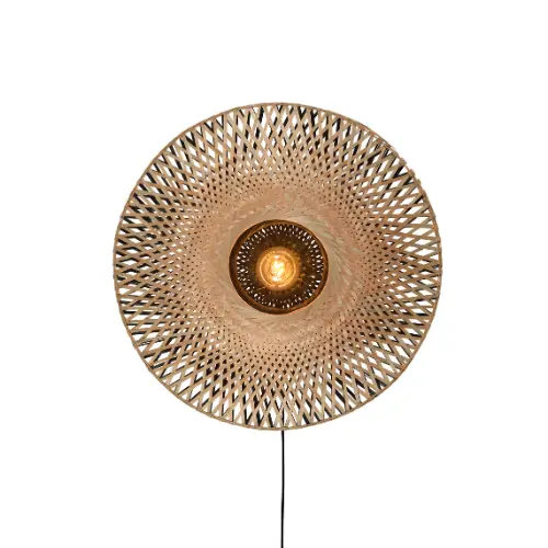 Good&Mojo Wandlamp Kalimantan bamboe plat dia.44xh.12cm, S