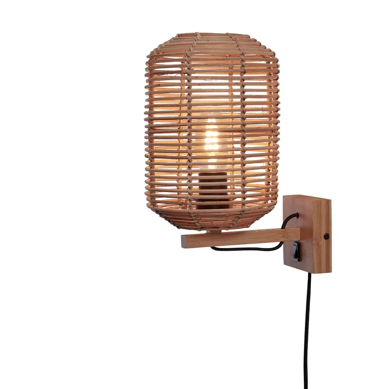 Good&Mojo Wandlamp Tanami rotan koker S dia.18xh.25cm. naturel