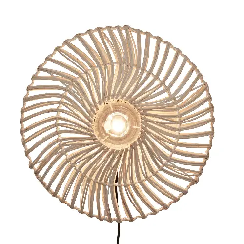 Good&Mojo Wandlamp Zanzibar S rotan/plat dia.40xh.12cm. wit