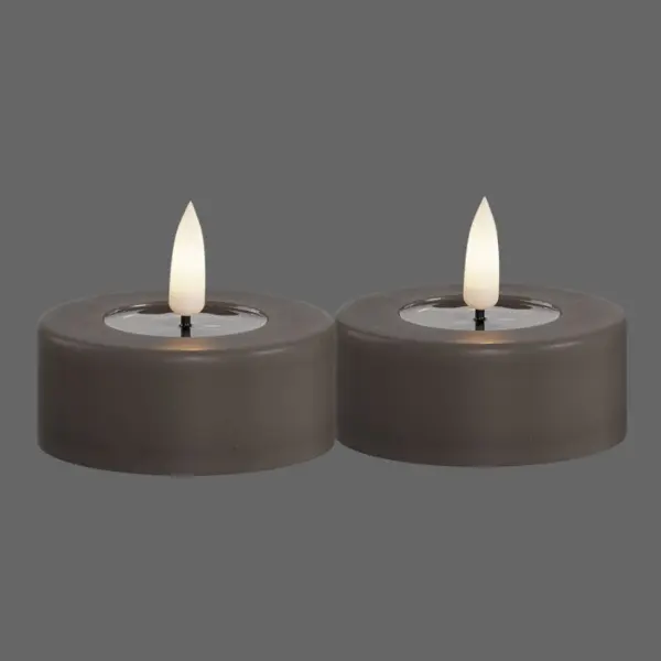 Groot led theelicht mokka - 2 stuks - Deluxe Homeart