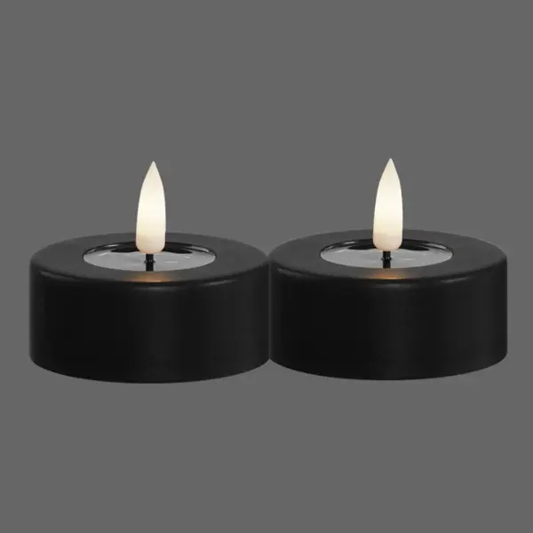 Groot led theelicht zwart - 2 stuks - Deluxe Homeart