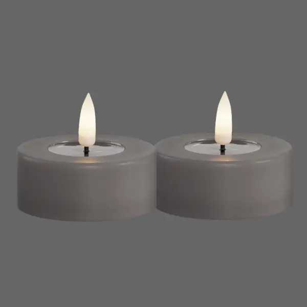 Groot led waxinelicht grijs - 2 stuks - Deluxe Homeart