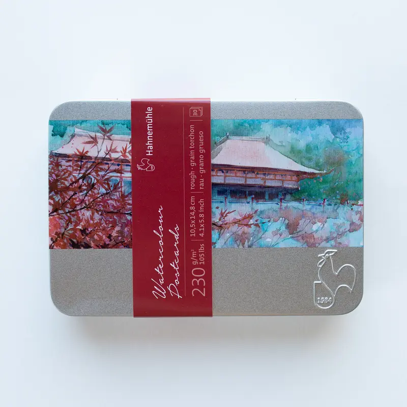 Hahnemühle Watercolour Postcards in Metal Box A6 Rough 230g 30 stuks