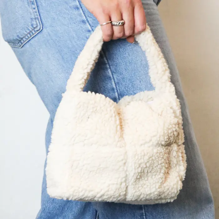 Handtas Teddy Blokken Beige