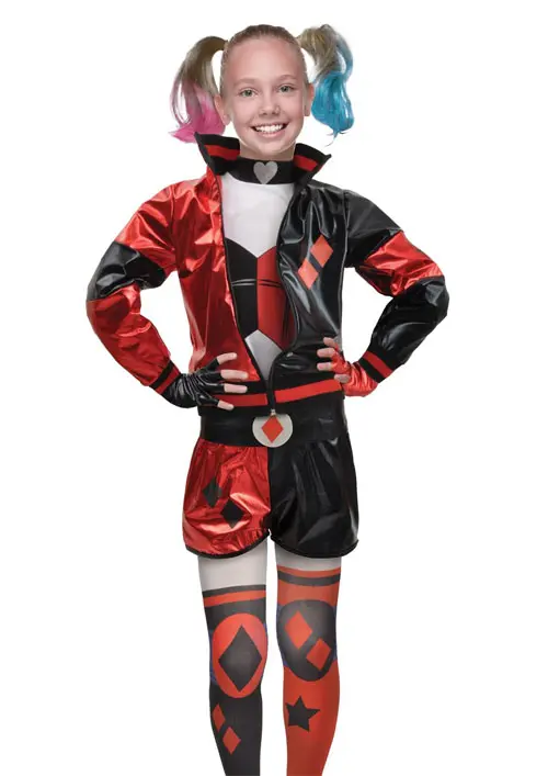 Harley Quinn zwart/rood 8-10 jaar