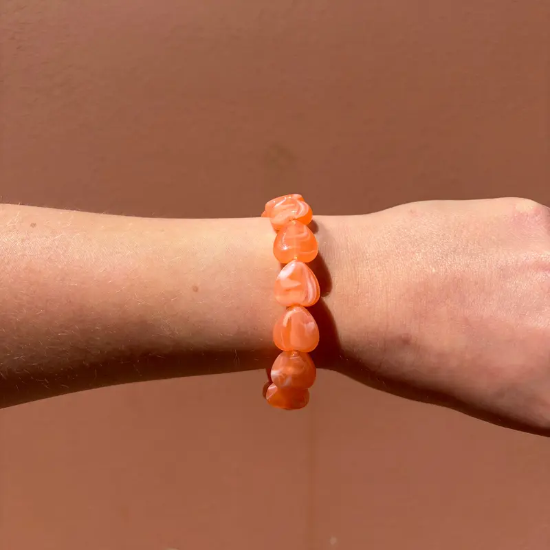 Hartjes kralen armband - Zalm